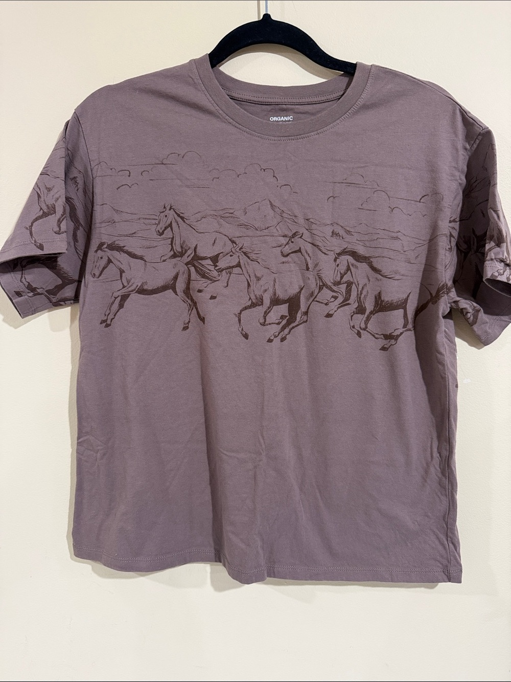 Organic Horses Graphic Tee — Mauve Crew Neck Short Sleeve size S new without 🏷️